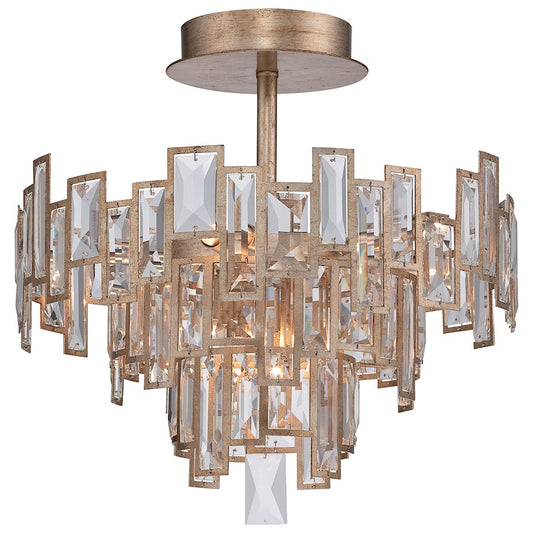 Metropolitan Lighting Bel Mondo 18in 5-Light Semi-Flush Mount | Contemporary Luxor Gold and Crystal | Entryway & Dining Room | Model N6672-274