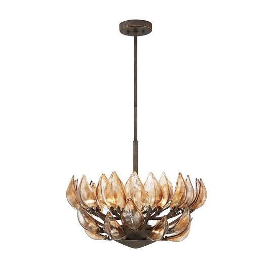Minka Metropolitan Arboles 24in 6-Light Pendant | Transitional Heritage Bronze | Dining Room & Kitchen Island | 24 x 24 x 18.5 in | Model N6686-874