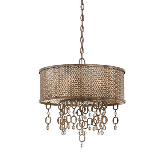 Metropolitan Lighting Ajourer 20in 6-Light Drum Pendant | Traditional French Bronze Pierced Metal | Kitchen Island & Dining Room | Model N6728-258