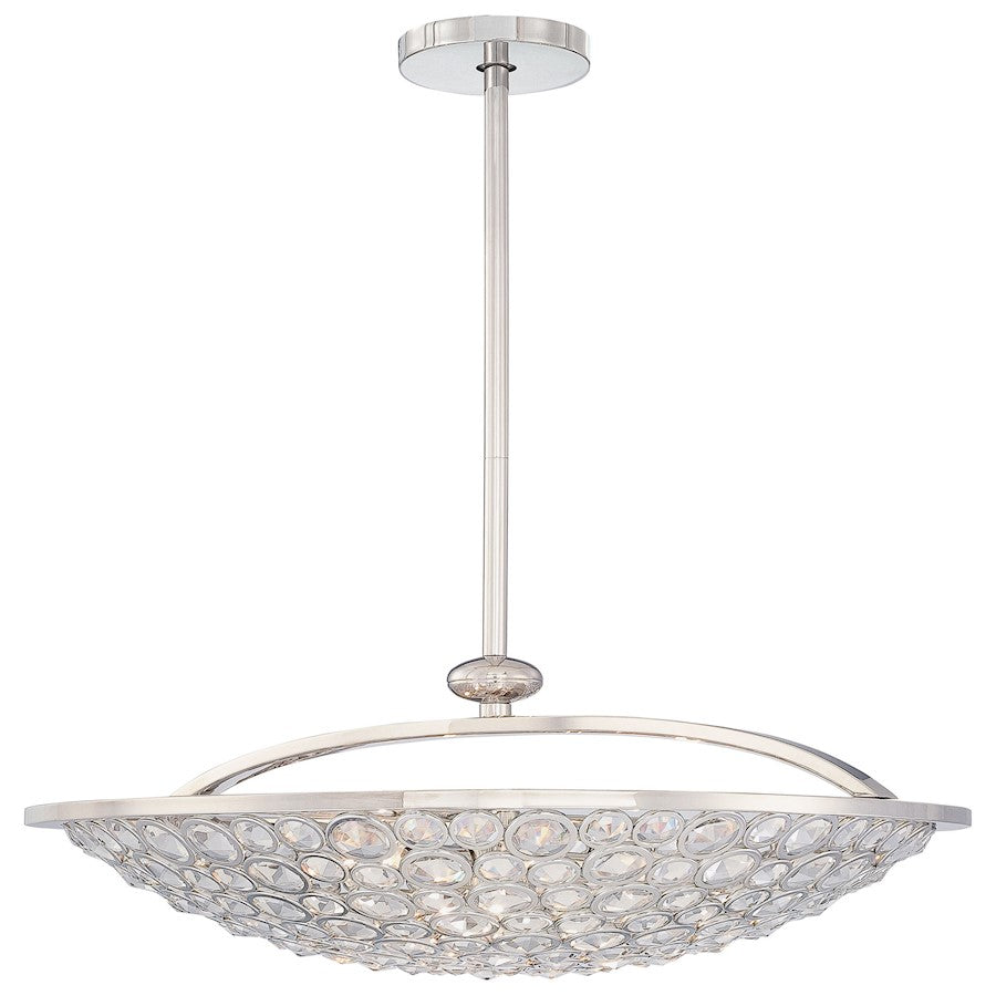 Metropolitan Lighting Magique 28in 5-Light Pendant | Contemporary Polished Nickel and Etched White Glass | Kitchen Island & Dining | Model N6753-613
