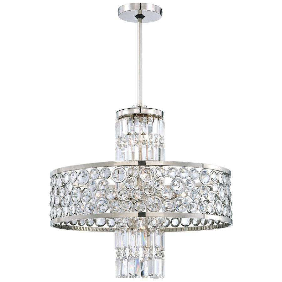 Metropolitan Lighting Magique 24in 13-Light Chandelier | Contemporary Polished Nickel and Etched White Glass | Dining Room & Living | Model N6759-613