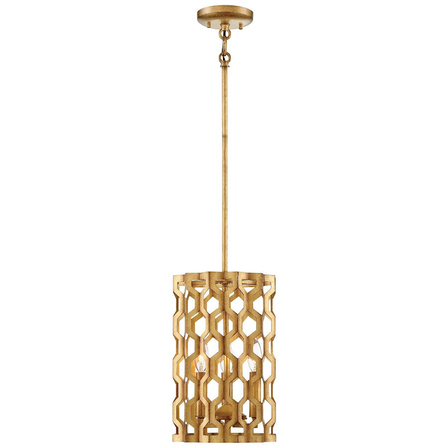 Metropolitan Lighting Coronade 9in 3-Light Mini Pendant | Transitional Pandora Gold Leaf Metal | Kitchen Island & Dining Room | Model N6770-293