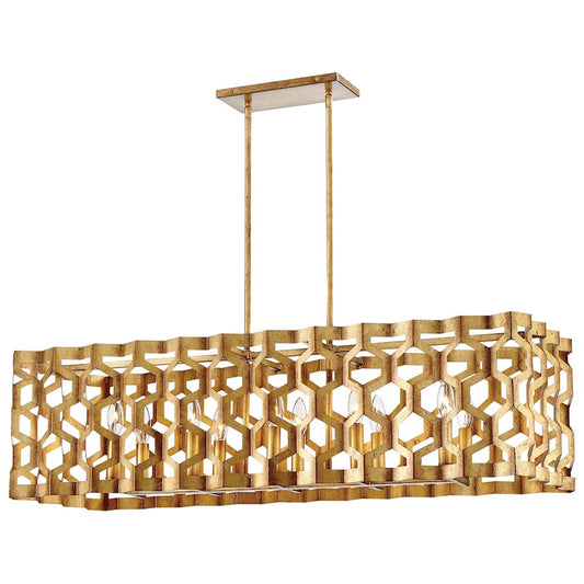 Metropolitan Lighting Coronade 10-Light Island Light | Transitional Pandora Gold Leaf Metal Shade | Kitchen Island & Dining Room | Model N6778-293