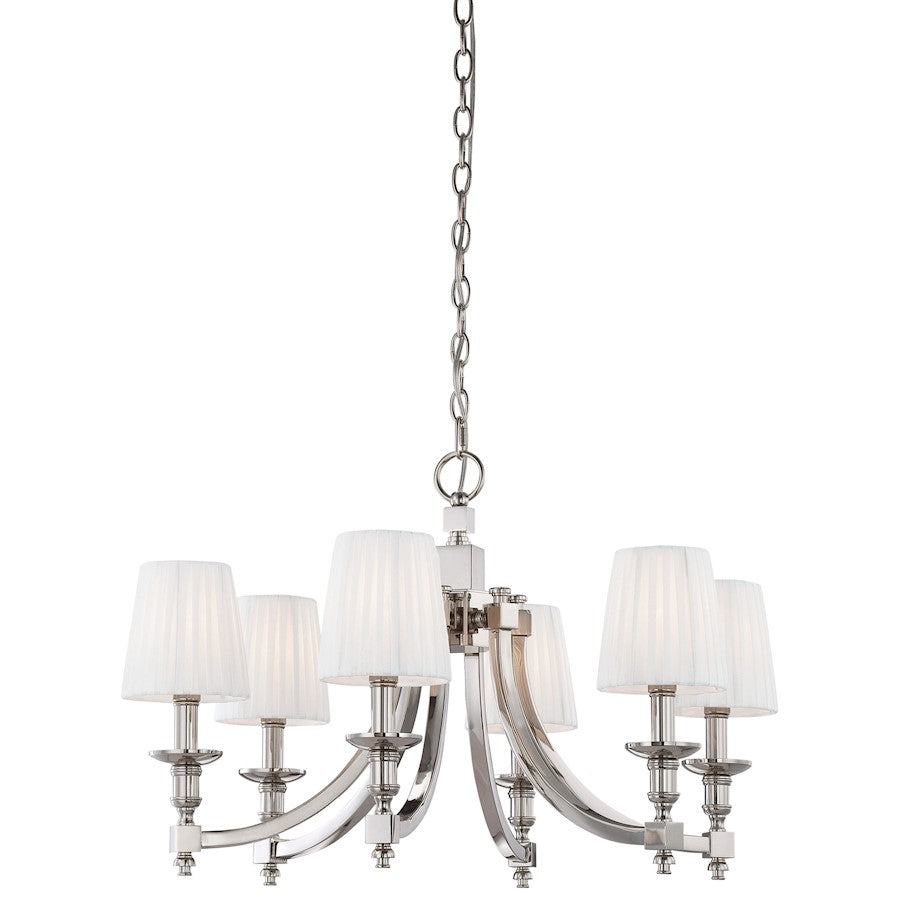 Metropolitan Lighting Continental Classics 30in 6-Light Chandelier | Traditional Polished Nickel | Dining Room & Living Room | Model N6802-613
