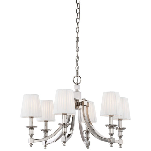 Metropolitan Lighting Continental Classics 30in 6-Light Chandelier | Traditional Polished Nickel | Dining Room & Living Room | Model N6802-613