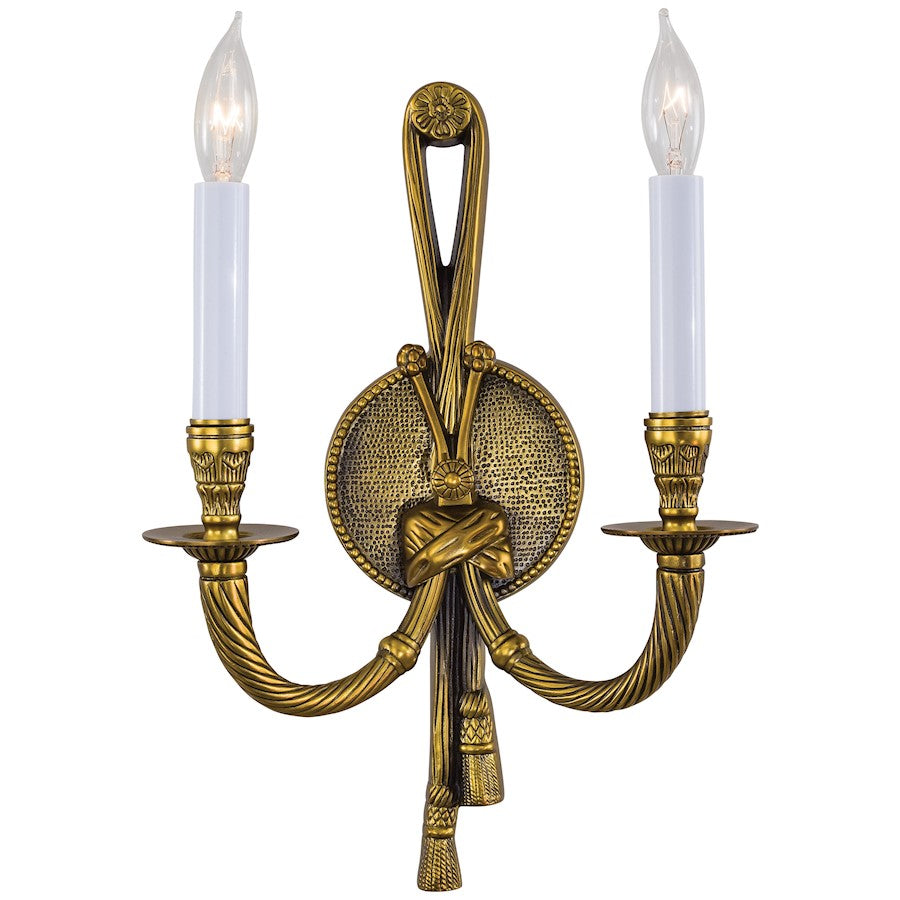 Metropolitan Lighting 2-Light Wall Sconce | Traditional Antique Gold Finish | Bedroom & Hallway Accent Light | 10 x 4 x 14 in | Model N681B