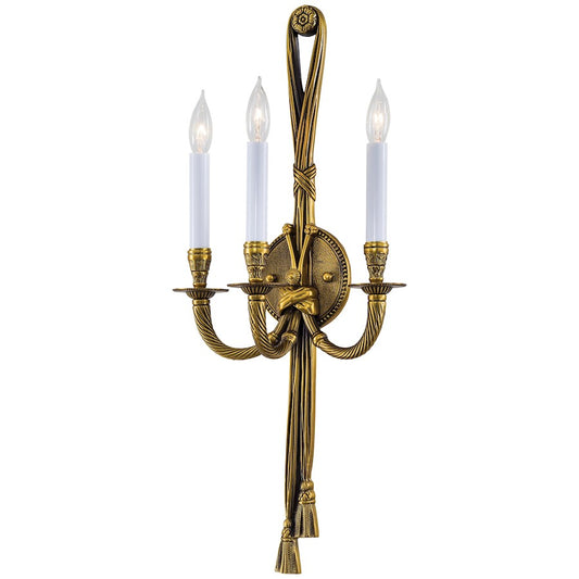 Metropolitan Lighting 3-Light Wall Sconce | Traditional Antique Gold | Living Room & Hallway | 11 x 7 x 26 in | Model N682