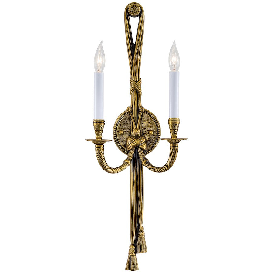 Metropolitan Lighting 2-Light Wall Sconce | Traditional Antique Gold | Bedroom & Hallway Accent Light | 9 x 4 x 24 in | Model N682B