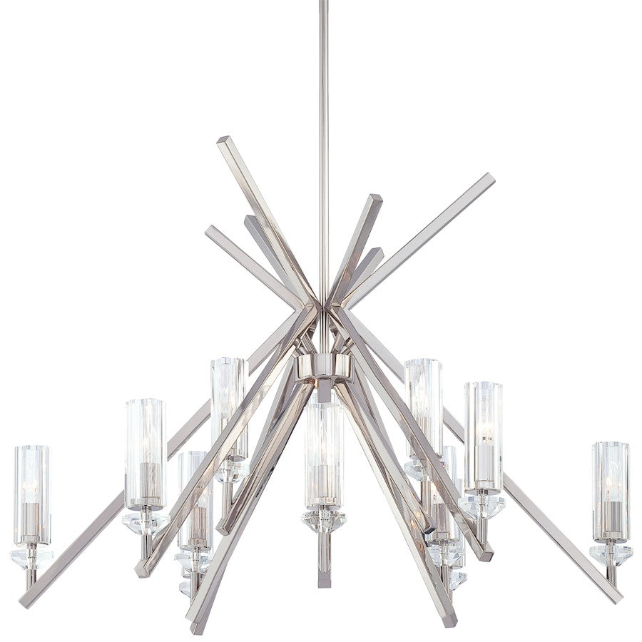 Minka Metropolitan Fusano 39in 12-Light Chandelier | Polished Nickel Metal | Dining Room & Foyer | 39 x 39 x 84 in | Model N6831-613