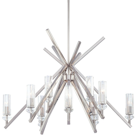 Minka Metropolitan Fusano 39in 12-Light Chandelier | Polished Nickel Metal | Dining Room & Foyer | 39 x 39 x 84 in | Model N6831-613