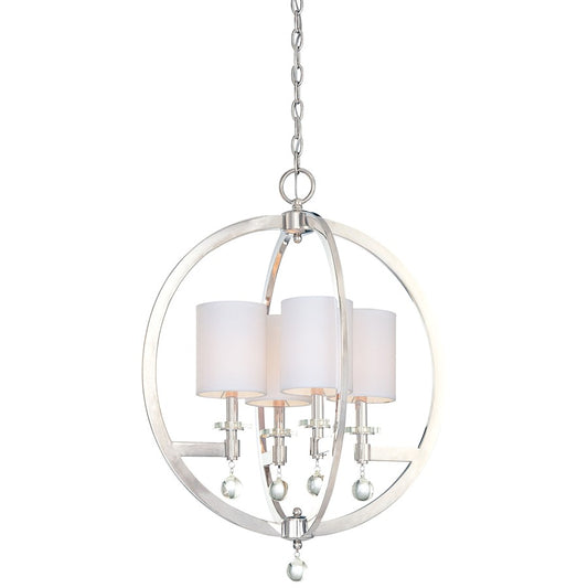 Metropolitan Lighting Chadbourne 4-Light Pendant Polished Nickel | Contemporary Polished Nickel and Eidolon Krystal | Kitchen | Model N6840-613