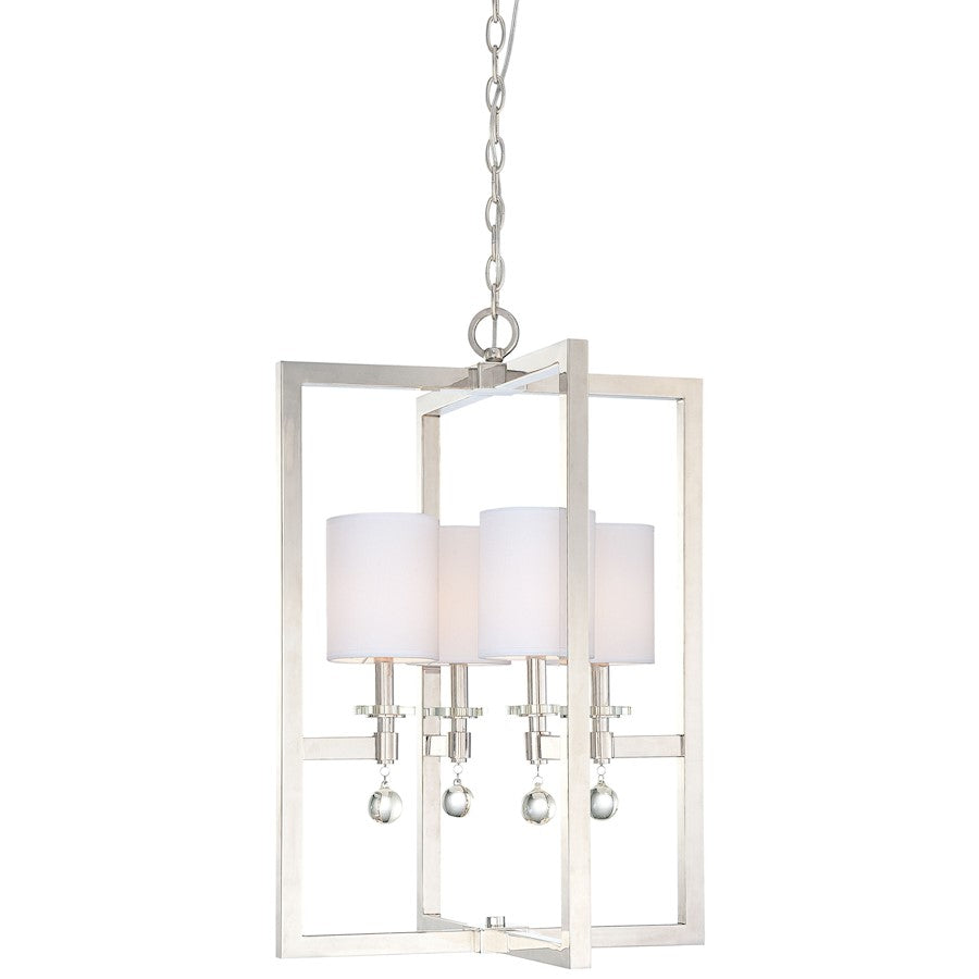 Metropolitan Lighting Chadbourne 20in 4-Light Pendant | Contemporary Polished Nickel with Eidolon Krystal | Kitchen Island & Dining | Model N6841-613