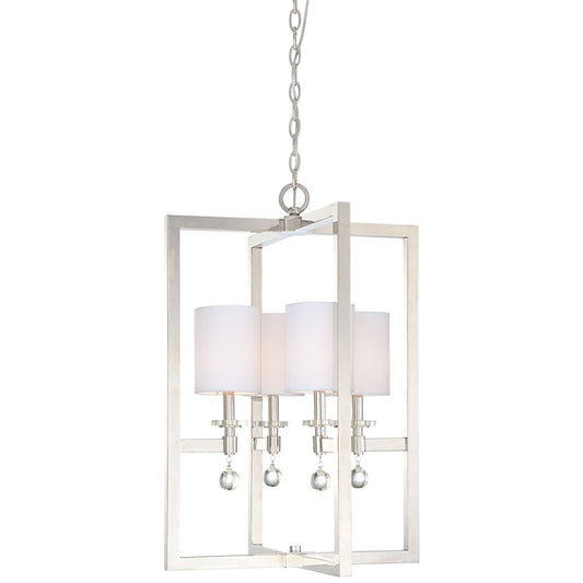 Metropolitan Lighting Chadbourne 20in 4-Light Pendant | Contemporary Polished Nickel with Eidolon Krystal | Kitchen Island & Dining | Model N6841-613