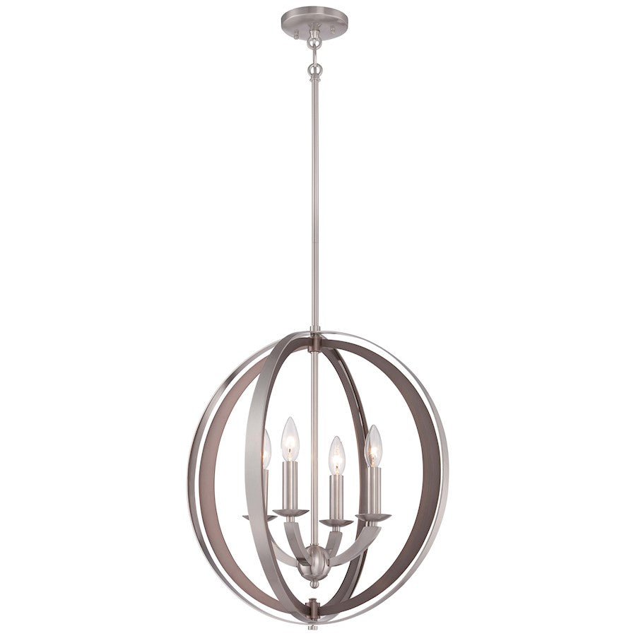 Metropolitan Lighting Ironsights 19in 4-Light Pendant | Modern Brushed Nickel | Kitchen Island & Dining Room | 19 x 19 x 20 in | Model N6855-84