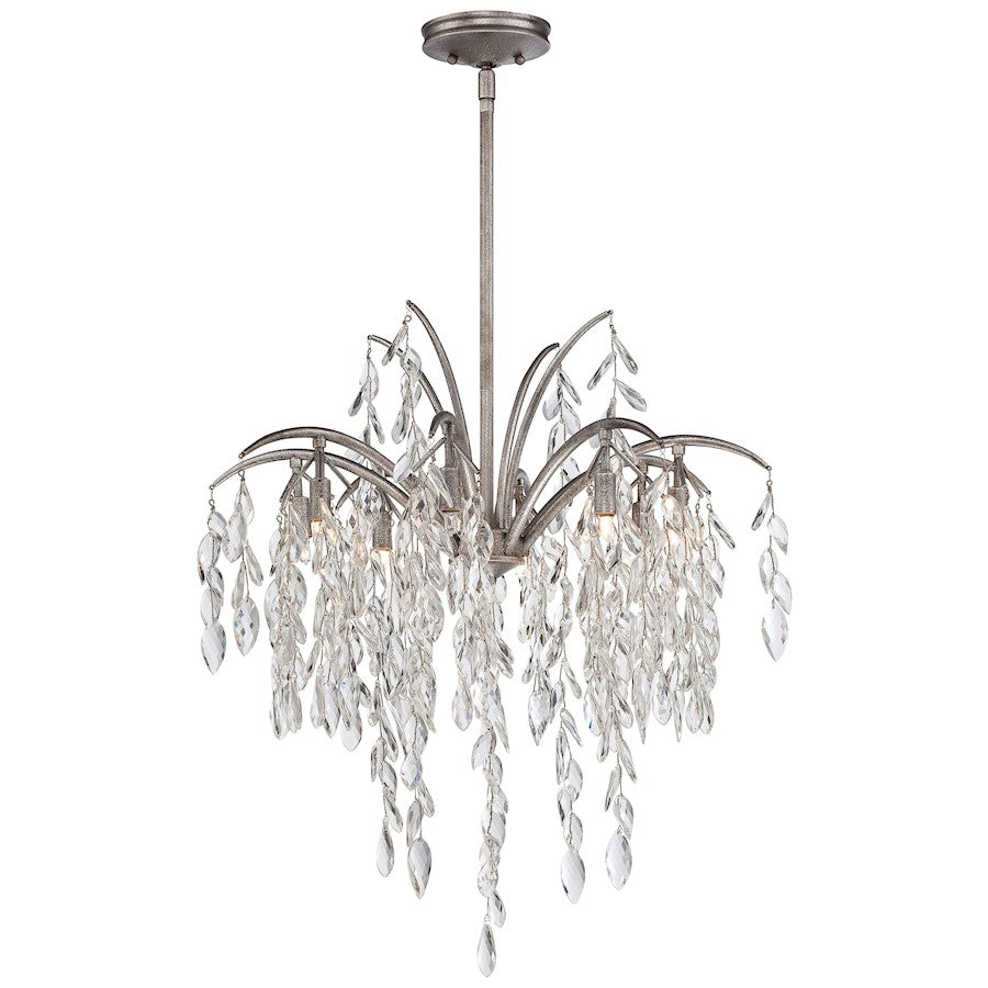Metropolitan Lighting Bella Flora 25in 8-Light Pendant | Transitional Silver Mist Crystal and Branch Arms | Kitchen Island & Dining | Model N6868-278