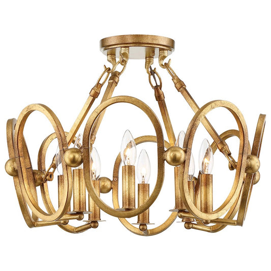 Metropolitan Lighting Clairpointe 21in 8-Light Semi Flush | Transitional Pandora Gold Leaf Glass-Free | Entryway & Foyer | Model N6884-293