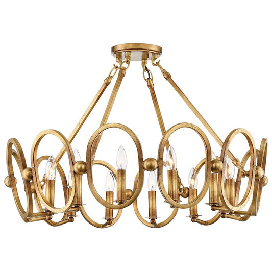 Metropolitan Lighting Clairpointe 30in 12-Light Semi Flush | Transitional Pandora Gold Leaf | Entryway & Foyer | 30 x 30 x 16 in | Model N6885-293