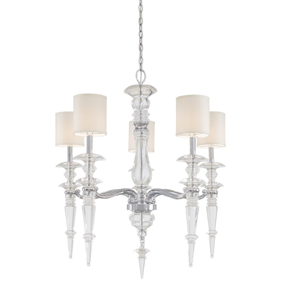Metropolitan Lighting Kingswell 34in 5-Light Chandelier | Chrome Transitional | Dining Room & Living Room | 34 x 34 x 39.75 in | Model N6935-1-77