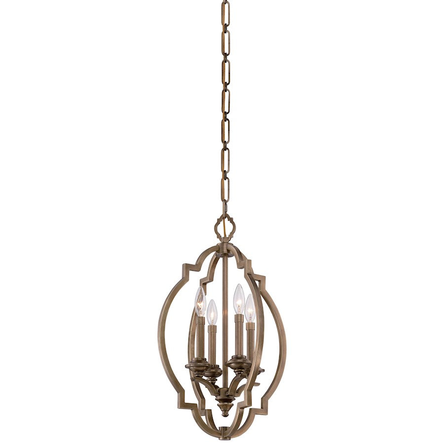 Metropolitan Lighting Leicester 16in 4-Light Pendant | Aged Brass Traditional | Kitchen Island & Dining Room | 15.5 x 24.75 in | Model N6943-575