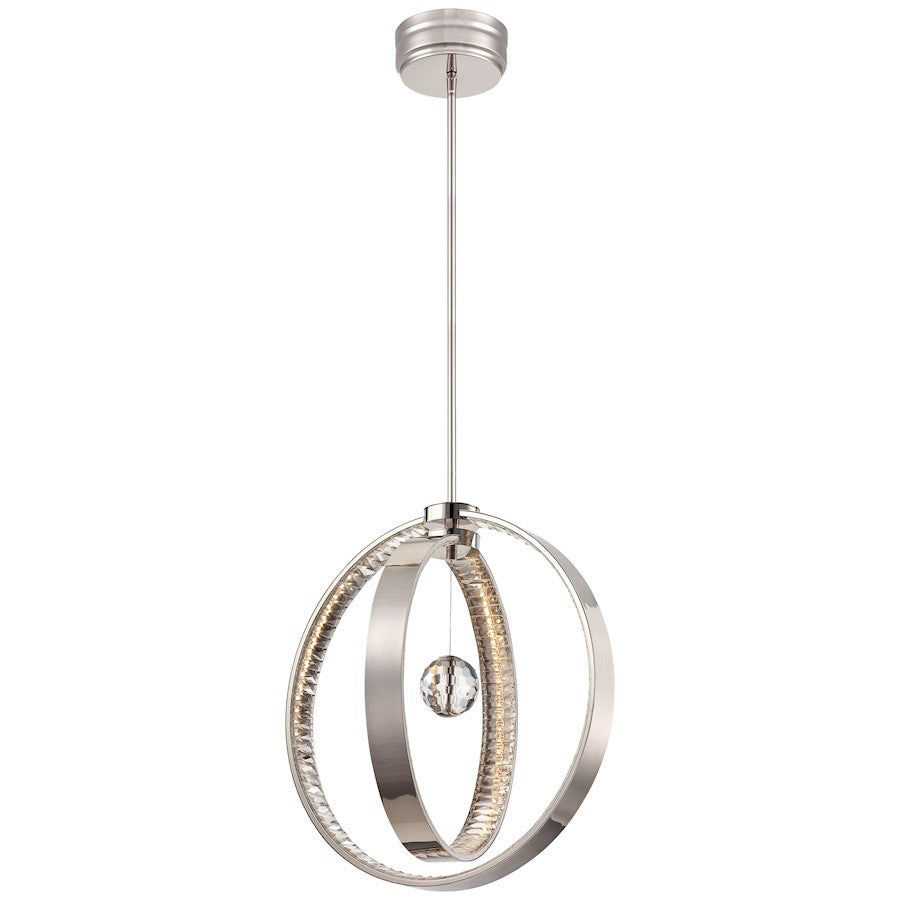 Metropolitan Lighting Winter Solstice 20in LED Chandelier | Contemporary Polished Nickel and Crystal | Dining Room & Living Room | Model N6994-613-L