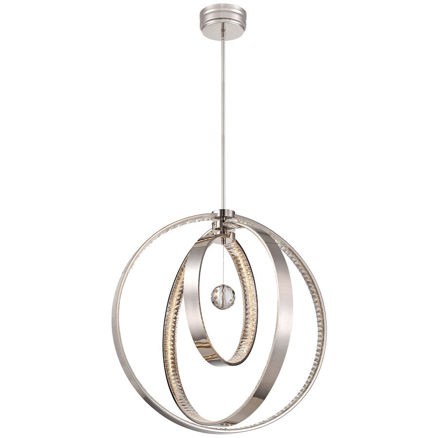 Metropolitan Lighting Winter Solstice 28in 2-Light LED Chandelier | Contemporary Polished Nickel and Crystal | Dining Room & | Model N6995-613-L