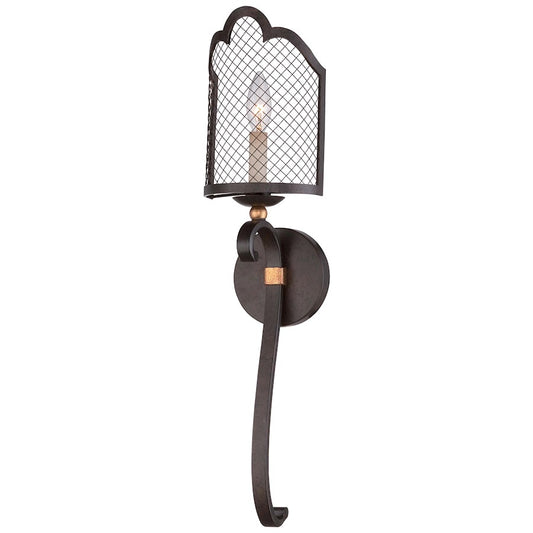Metropolitan Lighting Cortona 1-Light Wall Sconce | Traditional French Bronze with Gold Leaf and Crystals | Bedroom & Living Room | Model N7100-258B