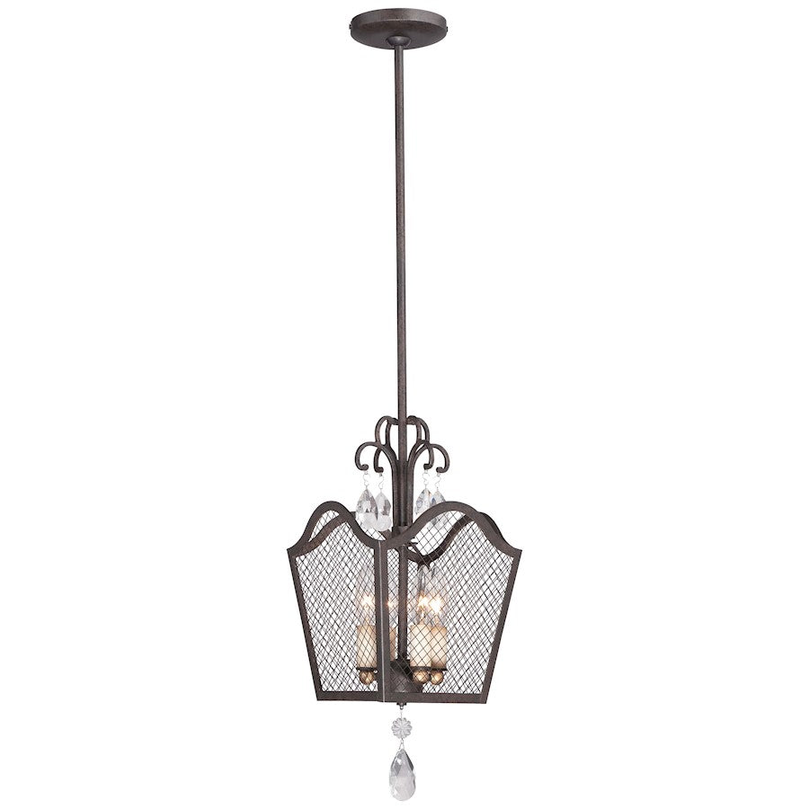 Metropolitan Lighting Cortona 4-Light Convertible Pendant | Traditional French Bronze and Gold Leaf with Crystals | Foyer & Dining | Model N7104-258B