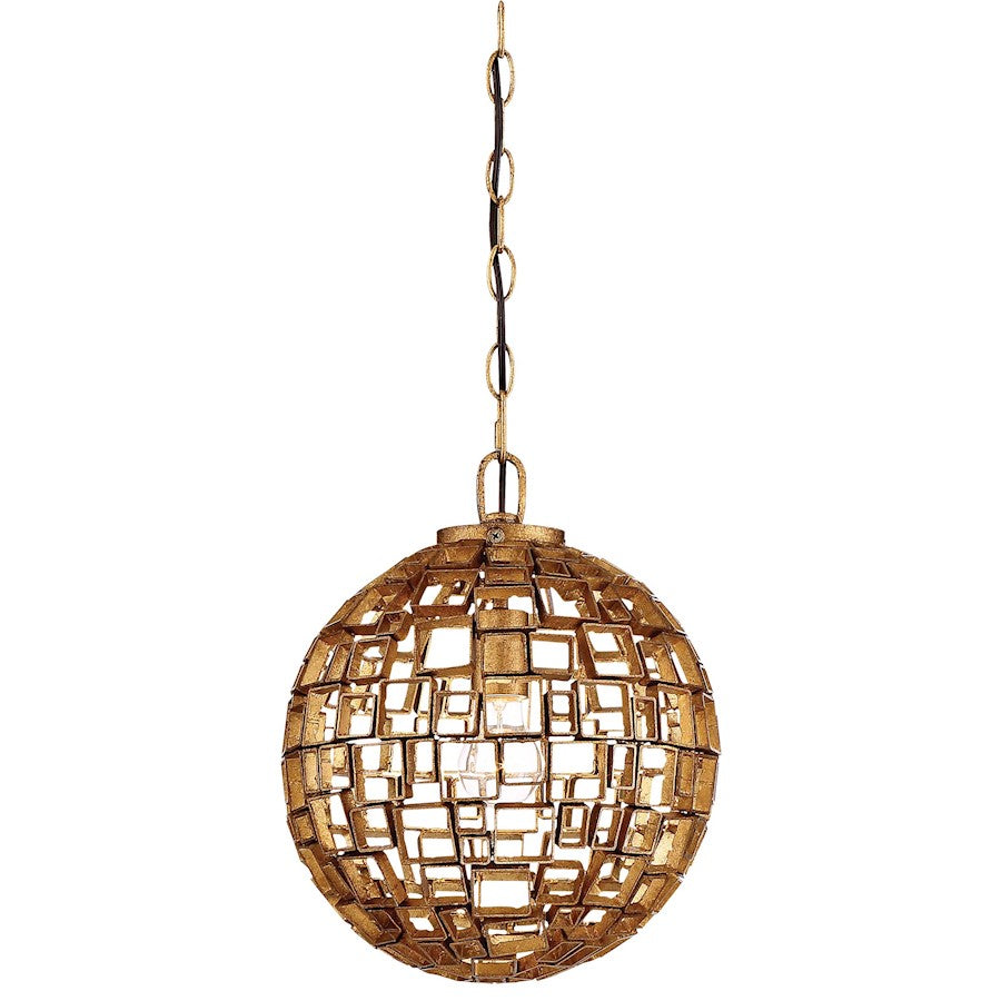 Metropolitan Lighting Abbondanza 12in 1-Light Pendant | Contemporary Halcyon Gold | Kitchen Island & Dining Room | 12 x 12 x 14.5 in | Model N7130-597