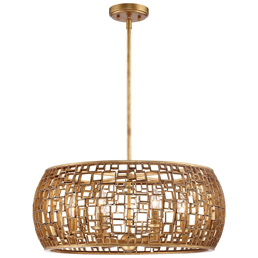 Metropolitan Lighting Abbondanza 24in 6-Light Convertible Chandelier | Contemporary Halcyon Gold | Dining Room & Living Room | Model N7136-597