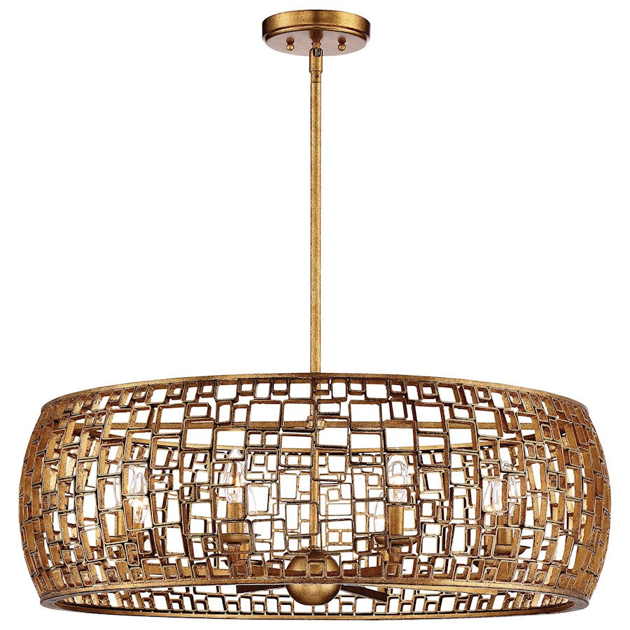 Metropolitan Lighting Abbondanza 32in 8-Light Chandelier | Contemporary Halcyon Gold | Dining Room & Living Room | 32 x 10 in | Model N7137-597