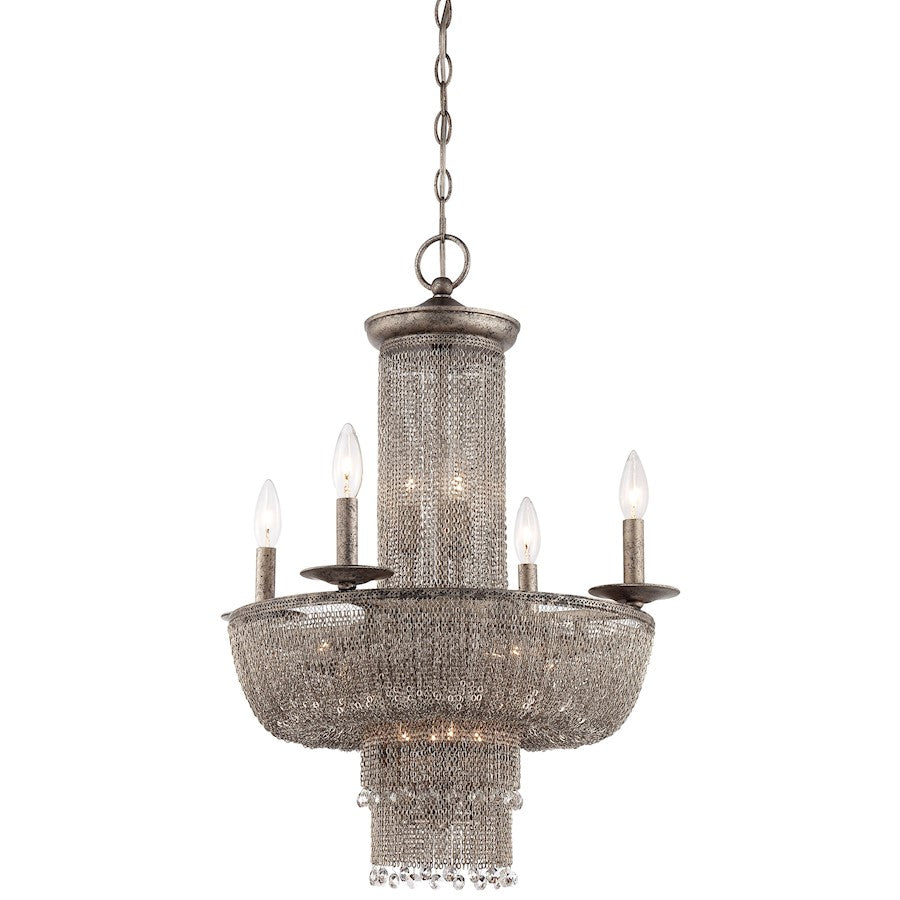 Metropolitan Lighting Shimmering Falls 21in 15-Light Chandelier | Traditional Antique Silver with Crystal Charms | Dining Room & | Model N7215-578