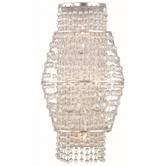Metropolitan Lighting Saybrook 16in 4-Light Wall Sconce | Traditional Catalina Silver and Glass Beads | Living Room & Bedroom | Model N7302-598