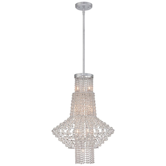 Metropolitan Lighting Saybrook 18in 7-Light Pendant | Traditional Catalina Silver Glass Beads | Dining Room & Kitchen Island | Model N7307-598