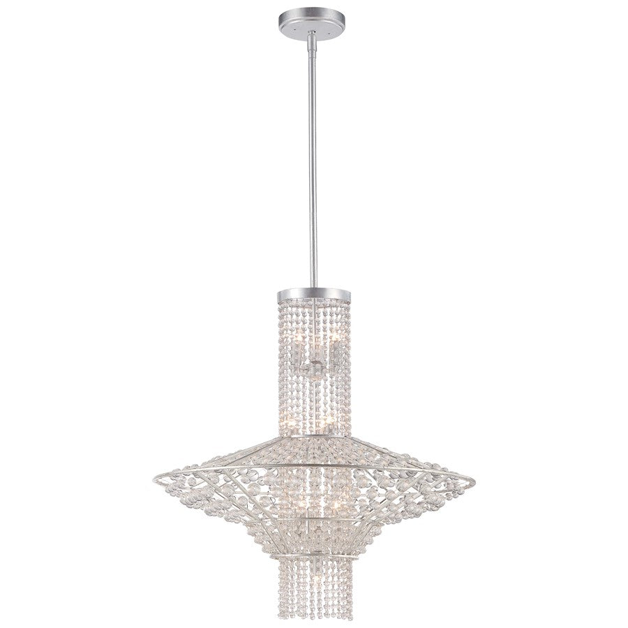 Metropolitan Lighting Saybrook 24in 10-Light Pendant | Traditional Catalina Silver and Glass Beads | Dining Room & Kitchen Island | Model N7310-598