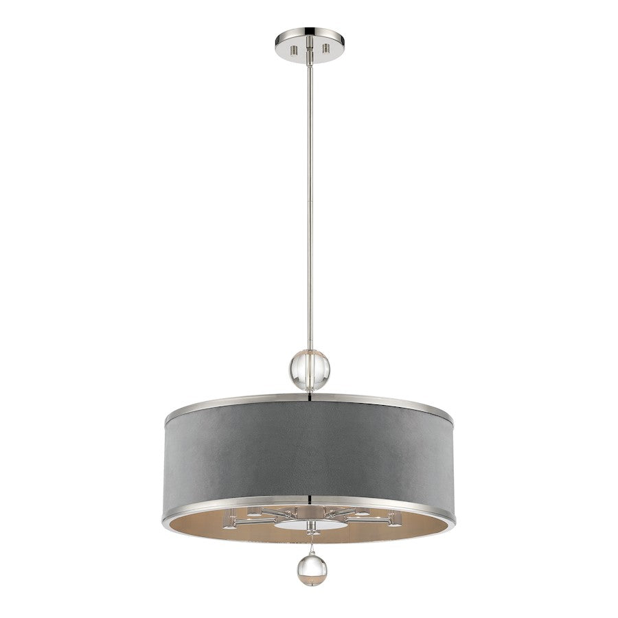 Minka Metropolitan Luxor 20in 5-Light Convertible Pendant/Semi-Flush | Polished Nickel Transitional | Kitchen Island & Dining Room | Model N7325-613
