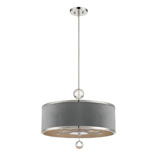 Minka Metropolitan Luxor 20in 5-Light Convertible Pendant/Semi-Flush | Polished Nickel Transitional | Kitchen Island & Dining Room | Model N7325-613