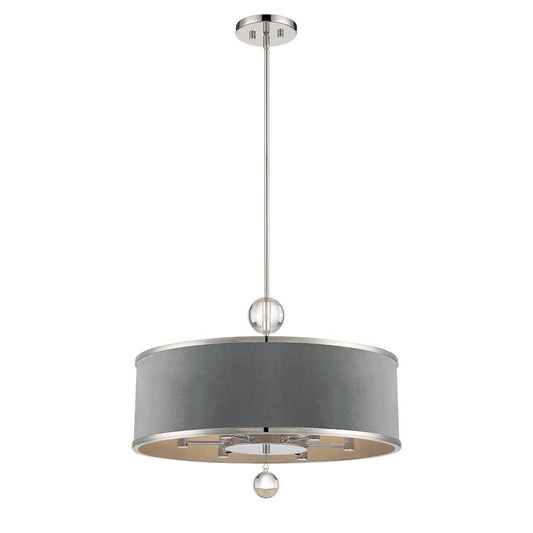 Minka Metropolitan Luxour 24in 6-Light Pendant | Transitional Polished Nickel | Kitchen Island & Dining Room | 24 x 24 x 19 in | Model N7326-613