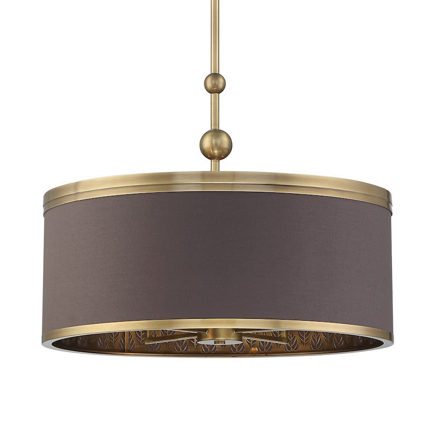 Minka Metropolitan Splendour 24in 5-Light Pendant | Chocolate Linen Shade | Kitchen Island & Dining Room | 24 x 24 x 20 in | Model N7345-790