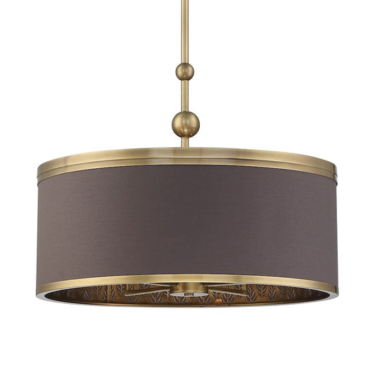 Minka Metropolitan Splendour 24in 5-Light Pendant | Chocolate Linen Shade | Kitchen Island & Dining Room | 24 x 24 x 20 in | Model N7345-790
