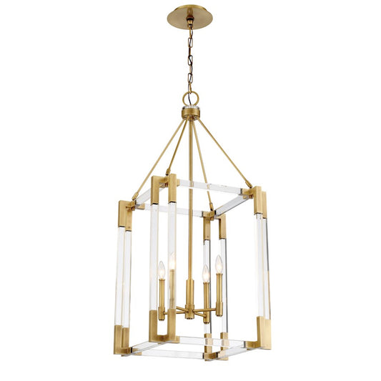 Minka Metropolitan Prima Vista 15in 4-Light Pendant | Aged Antique Brass | Kitchen Island & Dining Room | 15 x 15 x 34 in | Model N7351-790