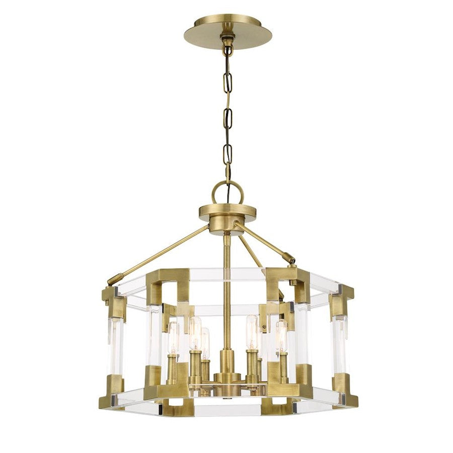 Minka Metropolitan Prima Vista 21in 6-Light Semi-Flush/Pendant | Aged Antique Brass | Kitchen Island & Dining Room | 21 x 21 x 19 in | Model N7355-790