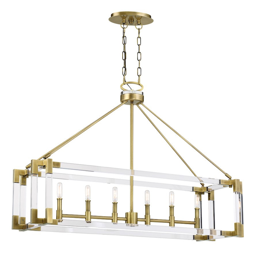 Minka Metropolitan Prima Vista 38in 6-Light Island Light | Transitional Aged Antique Brass | Kitchen Island & Dining Room | Model N7356-790