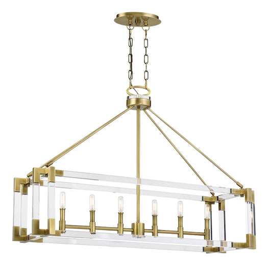 Minka Metropolitan Prima Vista 38in 6-Light Island Light | Transitional Aged Antique Brass | Kitchen Island & Dining Room | Model N7356-790