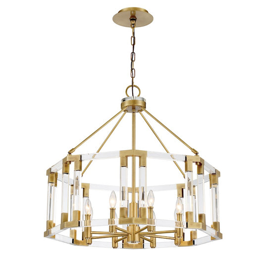 Minka Metropolitan Prima Vista 31in 8-Light Chandelier | Transitional Aged Antique Brass | Dining Room & Living Room | 31 x 30 in | Model N7358-790