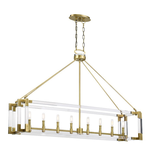 Minka Metropolitan Prima Vista 52in 8-Light Island Light | Traditional Aged Antique Brass | Kitchen Island & Dining Room | Model N7359-790