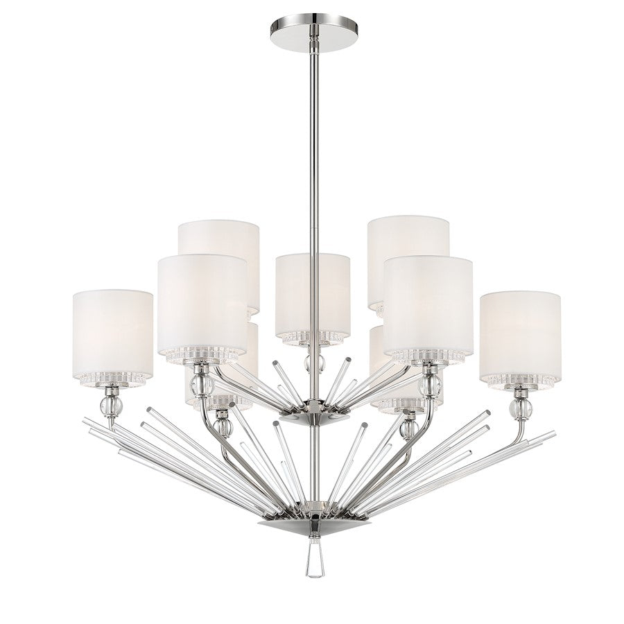 Minka Metropolitan Sutton 32in 9-Light 2-Tier Chandelier | Transitional Polished Nickel Steel | Dining Room & Living Room | Model N7389-613