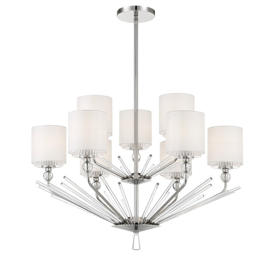 Minka Metropolitan Sutton 32in 9-Light 2-Tier Chandelier | Transitional Polished Nickel Steel | Dining Room & Living Room | Model N7389-613