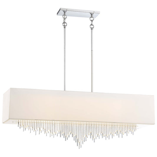Metropolitan Lighting Crystal Cascade 40in LED Island Light | Transitional Chrome and Crystal | Kitchen Island & Dining Room | Model N7428-77-L