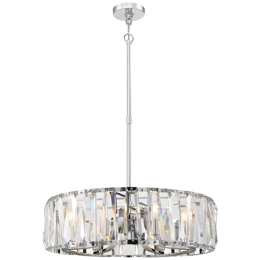 Metropolitan Lighting Coronette 26in 8-Light Chandelier | Contemporary Chrome and Beveled Crystal | Entryway & Dining Room | Model N7509-77