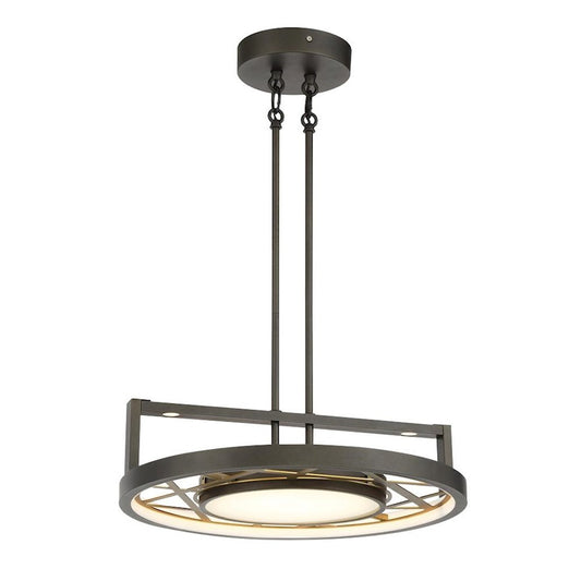 Minka Metropolitan Tribeca 20in LED Convertible Semi-Flush/Pendant | Transitional Smoked Iron/Soft Brass | Kitchen Island & | Model N7524-716-L